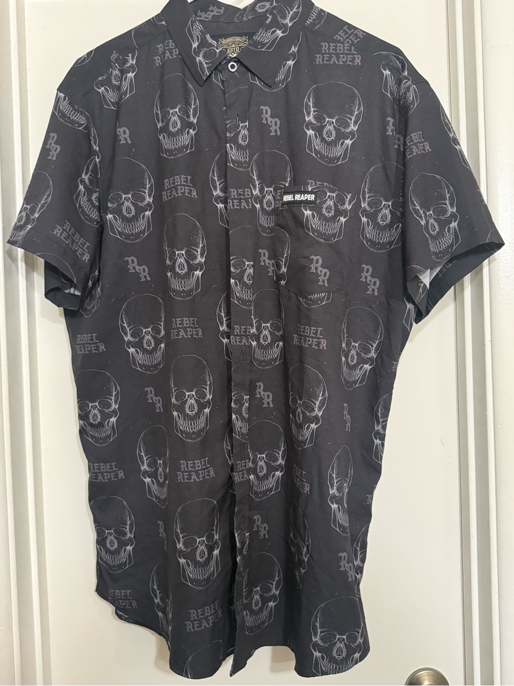 Rebel Reaper men’s shirt splatter skull XL